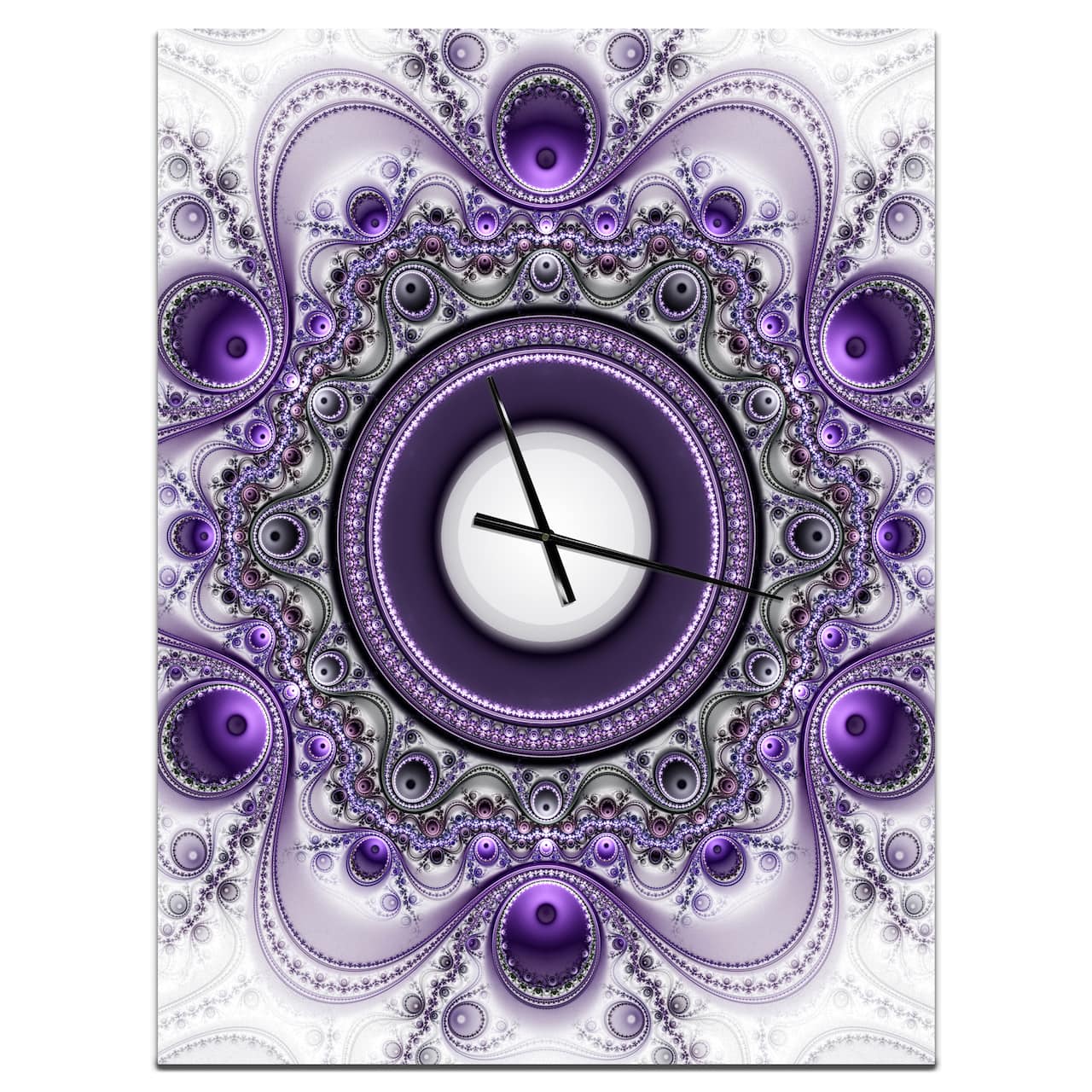 Designart 'Purple Fractal Pattern With Circles Modern Rectangular Wall Clock